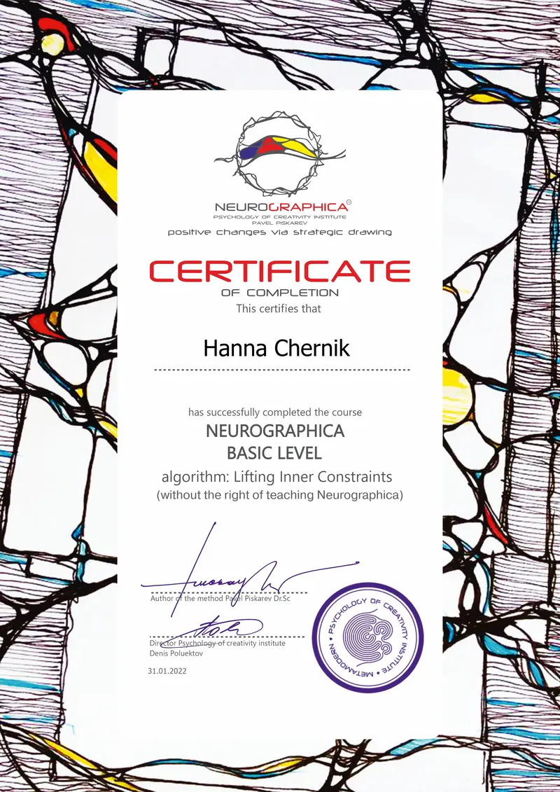 Hanna Chernik NeuroGraphica Basic Level Certificate