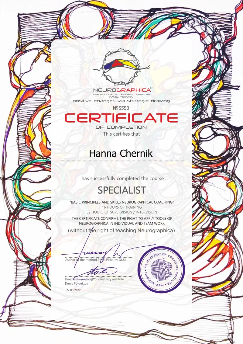 Hanna Chernik NeuroGraphica Specialist Certificate