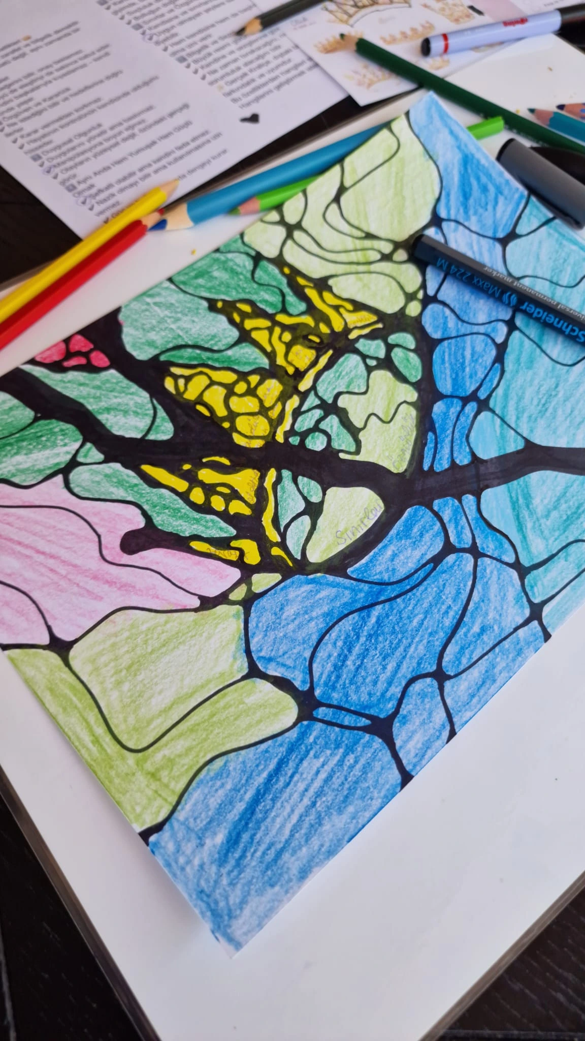 NeuroGraphica drawing and coloring process during the I Am a Queen practice