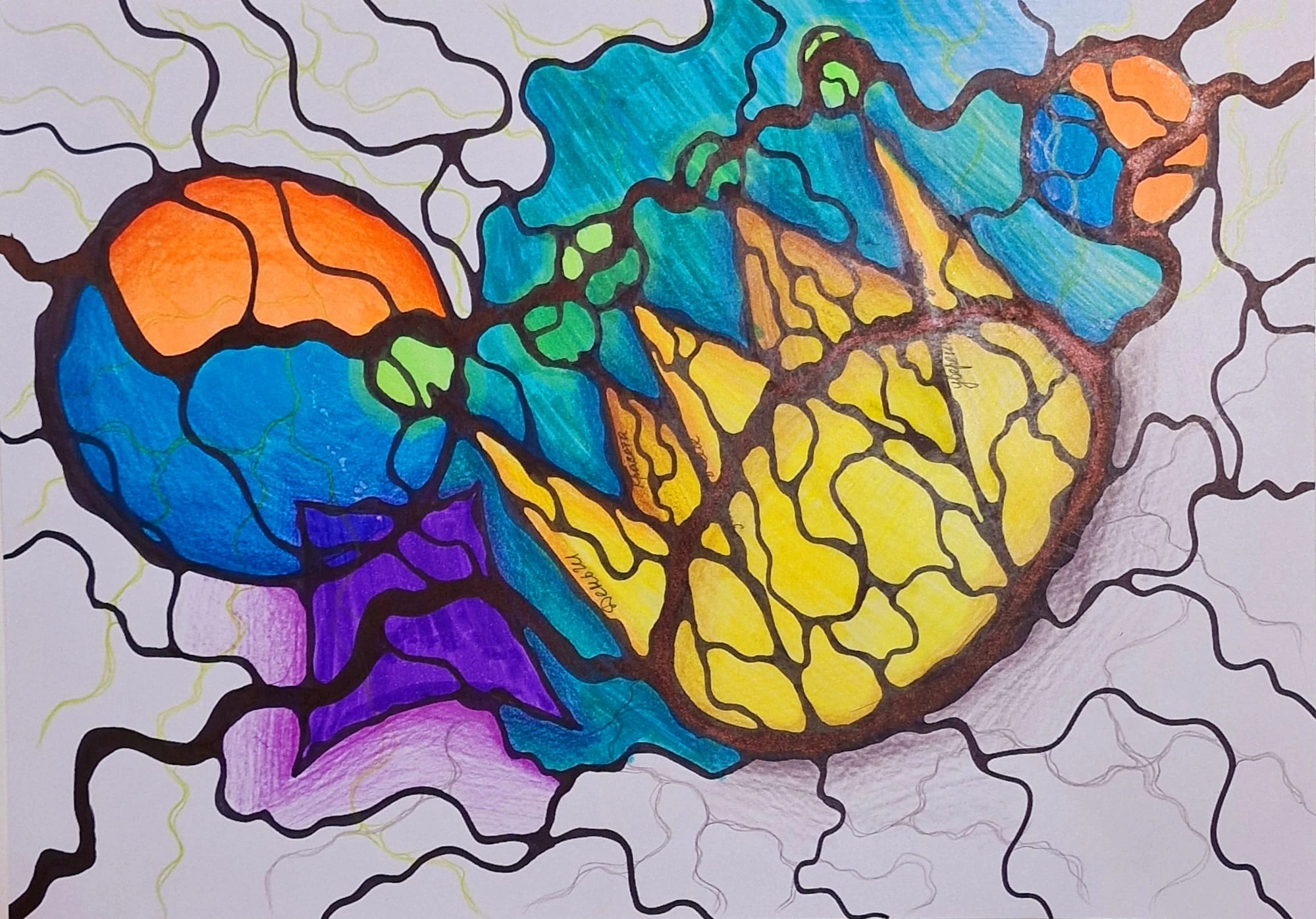 Colorful NeuroGraphica composition with a golden crown created for the I Am a Queen practice